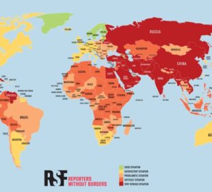 Mapa del mundo de la situación de la libertad de prensa