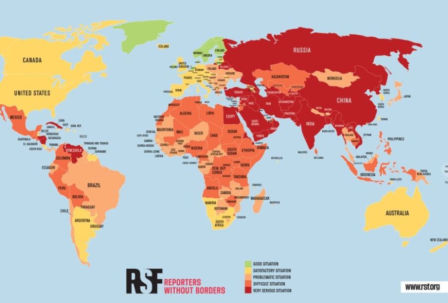 Mapa del mundo de la situación de la libertad de prensa