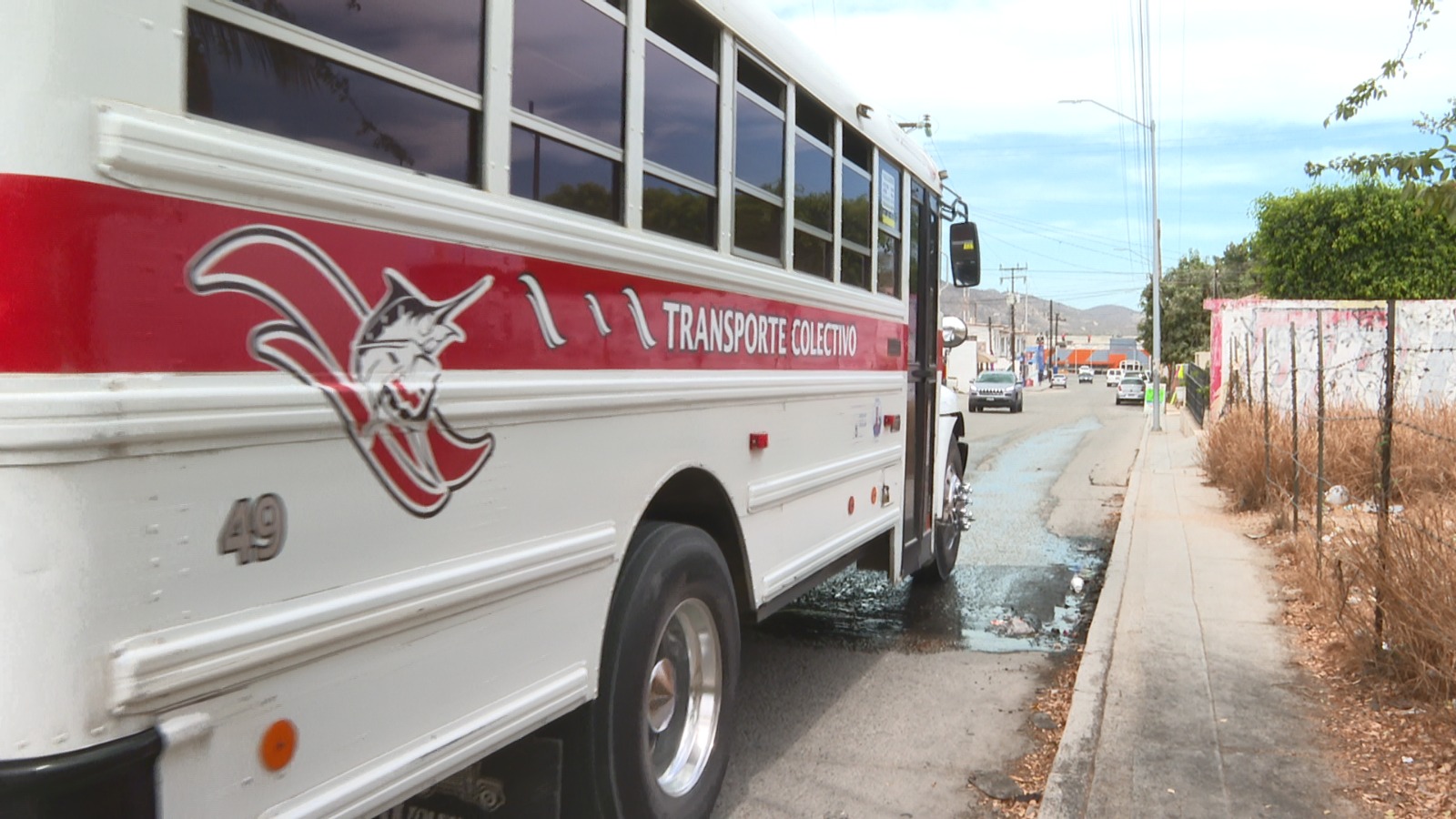 Avenida Baja California Sur con fuga de agua