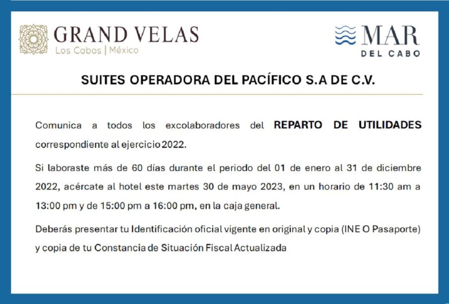 Reparto de Utilidades Reparto de Utilidades Suites Operadora del Pacífico