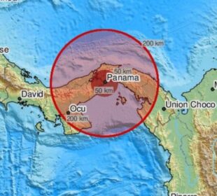 Mapa de sismo en Panamá y Colombia