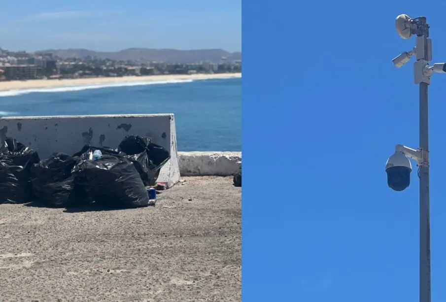 Bolsas de basura en el mirador de Costa Azul en San José del Cabo.