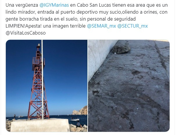 Ciudadanos denunciando el mal estado del mirador de Cabo San Lucas.