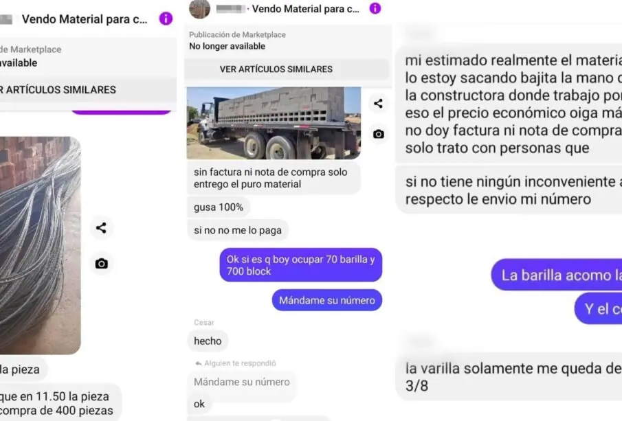 Denuncia ciudadana por fraude en venta de materiales de construcción.