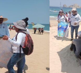 Equipo de ZOFEMAT en playas de Los Cabos creando conciencia sobre la educación ambiental