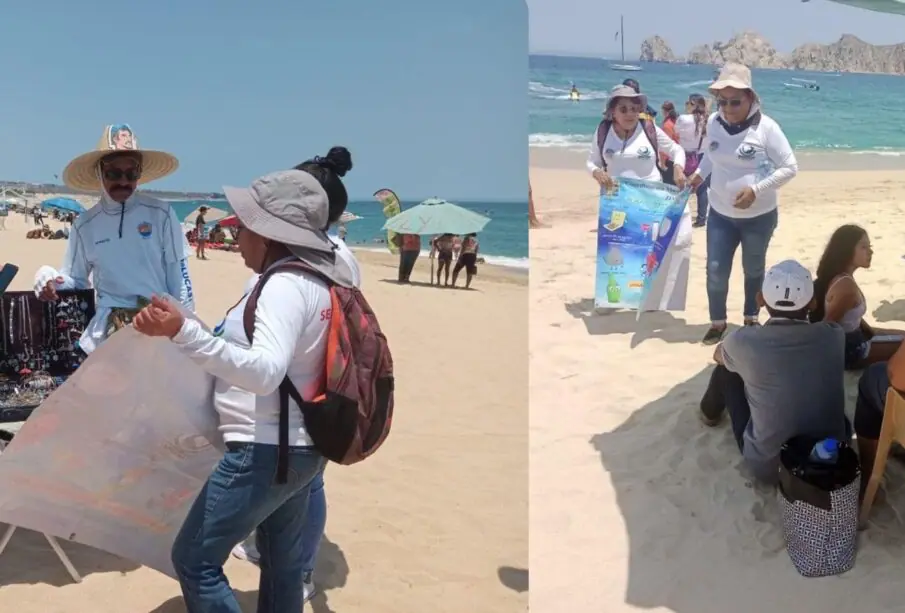 Equipo de ZOFEMAT en playas de Los Cabos creando conciencia sobre la educación ambiental