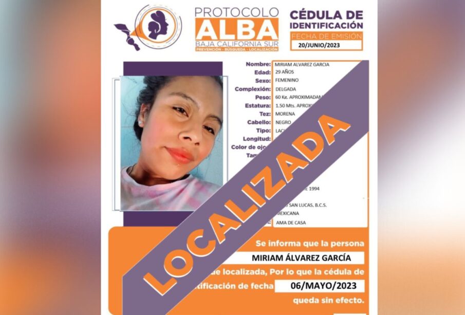 Ficha de localización de Miriam Álvarez García.