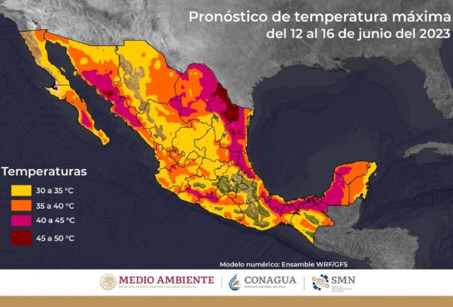 Mapa de temperaturas máximas en México