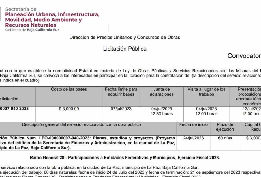 Dirección de Precios Unitarios y Concursos de Obras