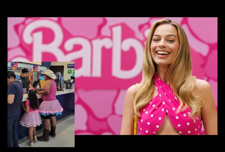 "Barbie papá" lleva a su hija al cine vestido con tutú rosa