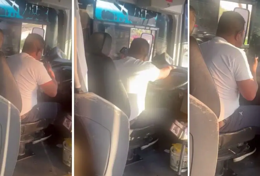 Chofer de Los Cabos hablando por teléfono mientras conduce.