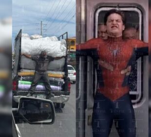 Hombre al estilo Spiderman