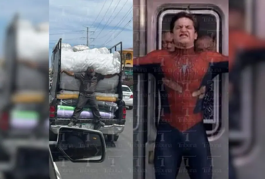 Hombre al estilo Spiderman