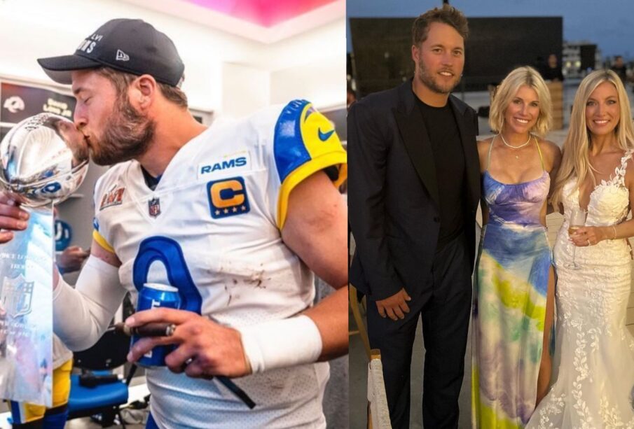 Matthew Stafford de Los Ángeles Rams junto a su familia en una boda en Los Cabos