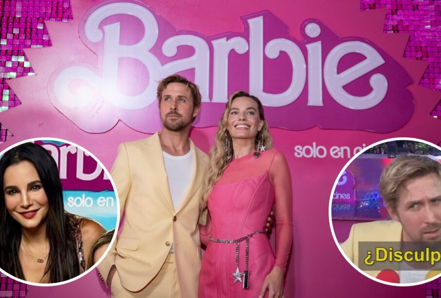 Ryan Gosling y Margot Robbie y Matha Higareda en la premiere de Barbie en la CDMX