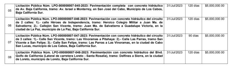 Convocatoria 07: Dirección de Precios Unitarios y Concursos de Obras