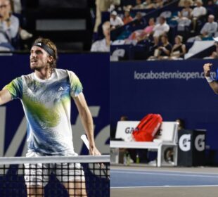 Alex De Miñaur y Stefanos Tsitsipas en el Abierto de Tenis de Los Cabos.