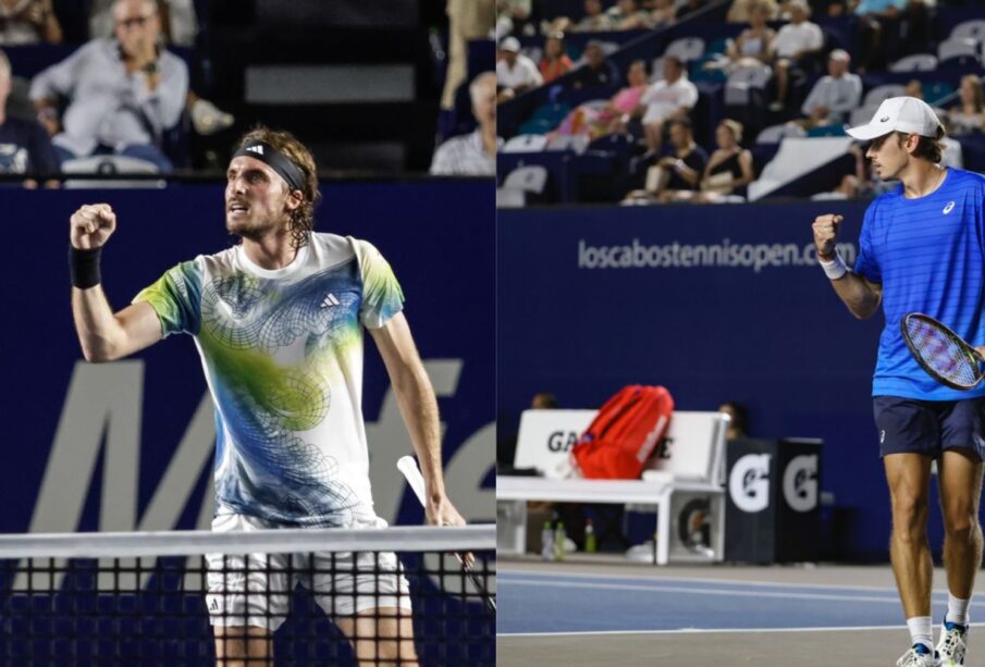 Alex De Miñaur y Stefanos Tsitsipas en el Abierto de Tenis de Los Cabos.