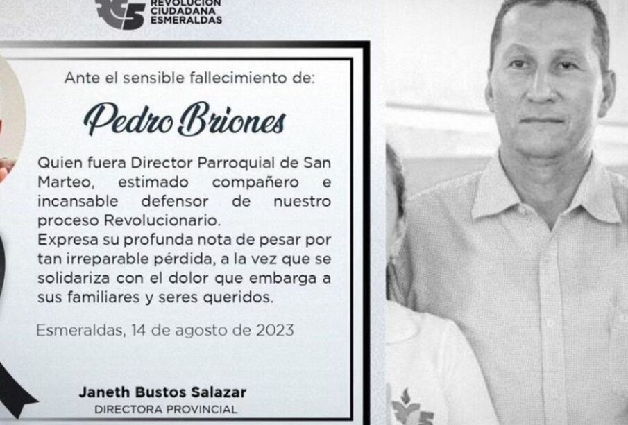 Pedro Briones era dirigente del partido Revolución Ciudadana, que informó del homicidio