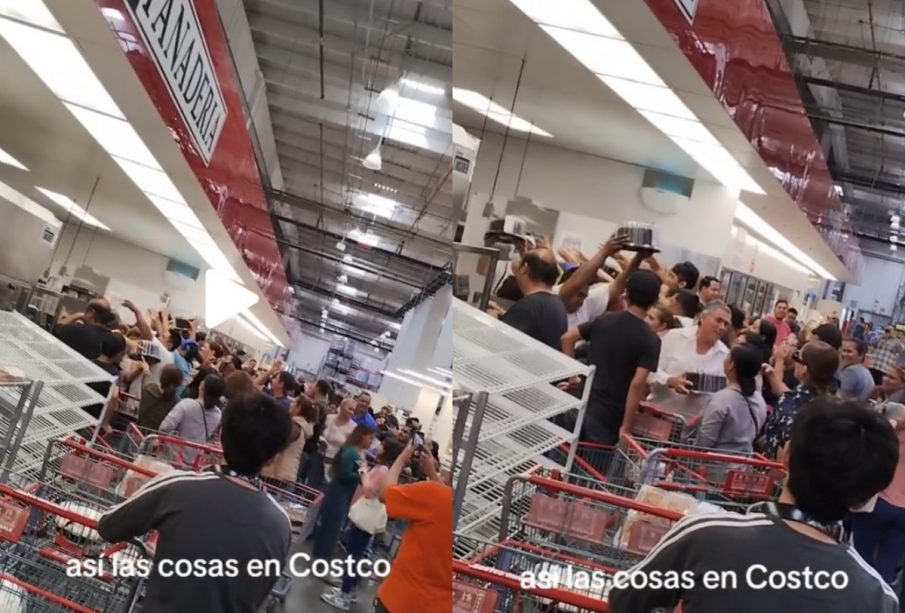 Pelean por pasteles en Costco.