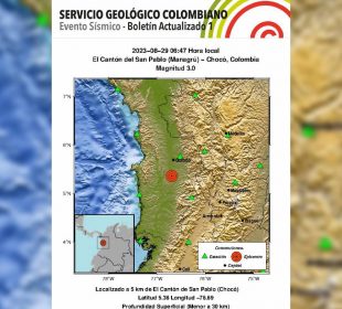 Epicentro de temblor en Colombia