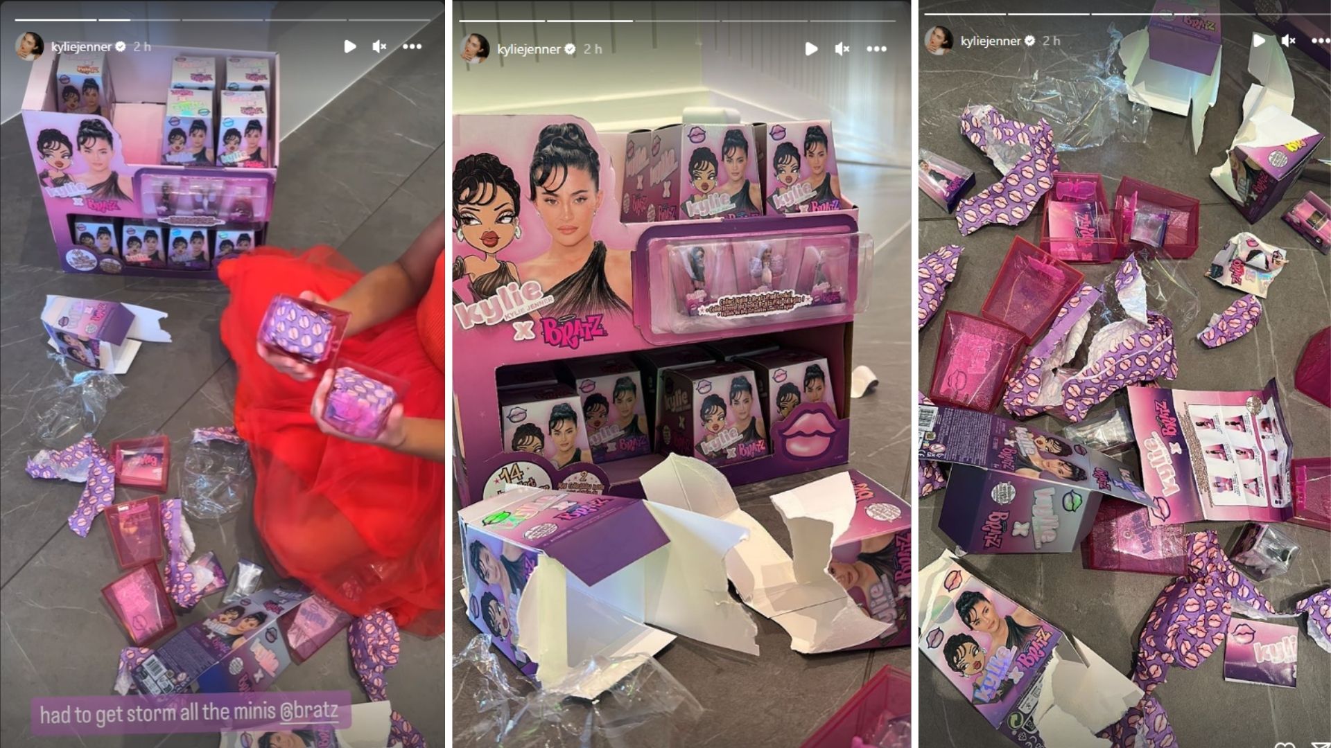 Historias de Instagram de Kylie Jenner de su colaboración con Bratz.