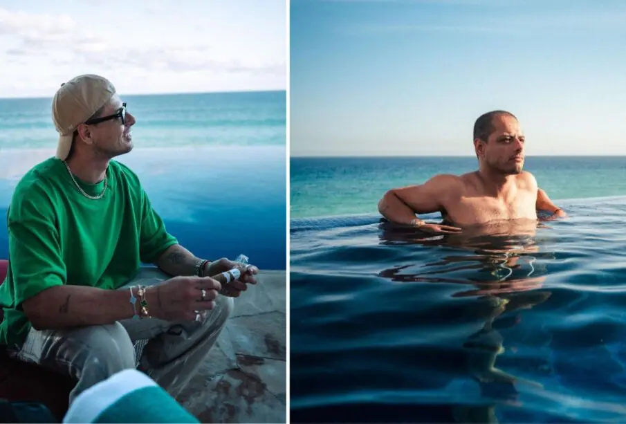 Javier El Chicharito Hernández en un hotel de Los Cabos.