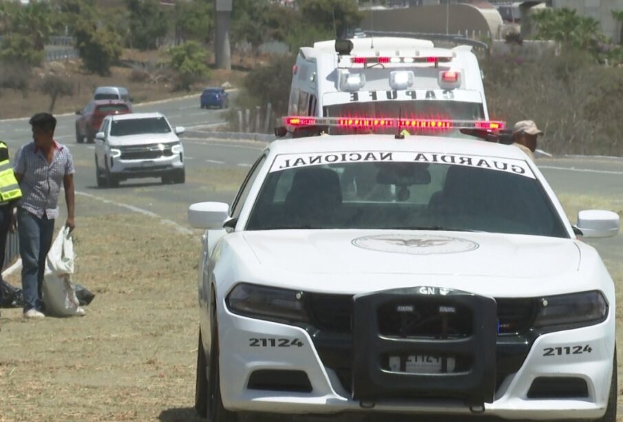 Patrulla de la Guardia Nacional en carretera por accidente