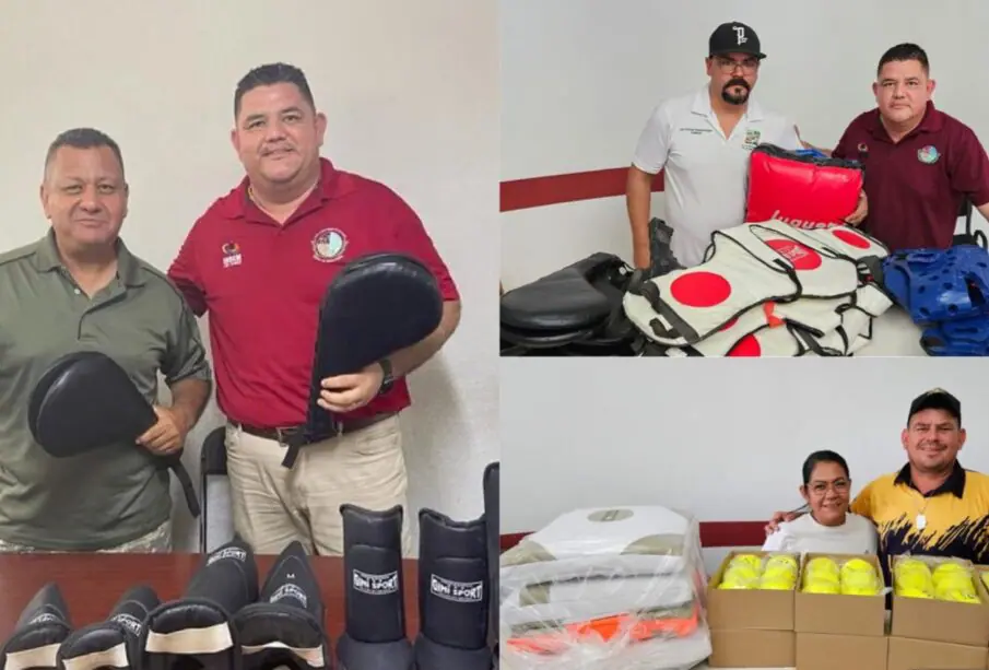 Personal del INDEM donando material deportivo a escuelas de Los Cabos
