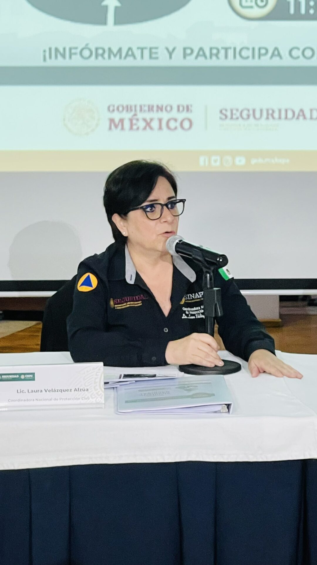 La coordinadora Nacional de Protección Civil, Laura Velázquez.