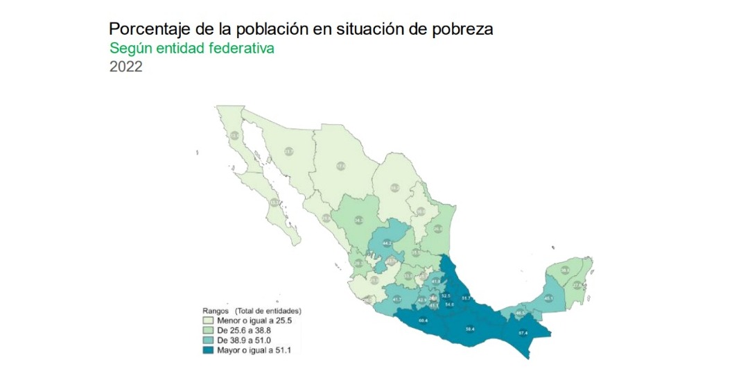 Mapa de pobreza en México.