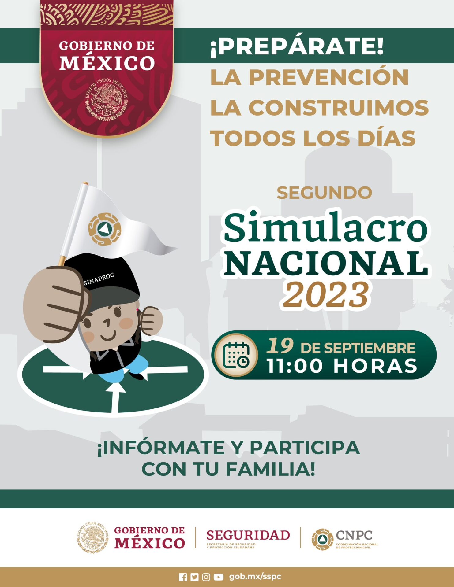 Fecha y hora del simulacro nacional.