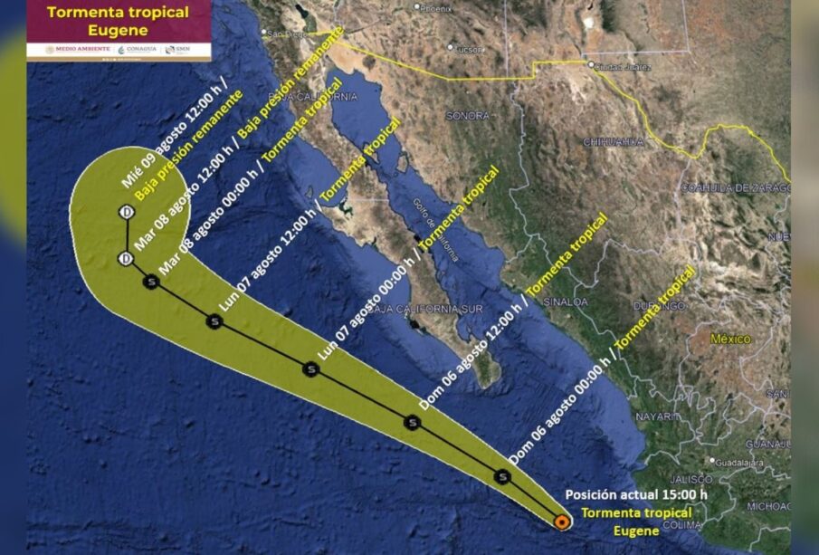 Tormenta tropical Eugene pasando por Baja California Sur.