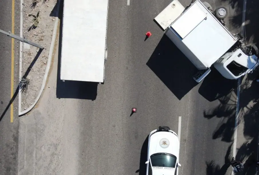 Vista aérea de accidente de tránsito