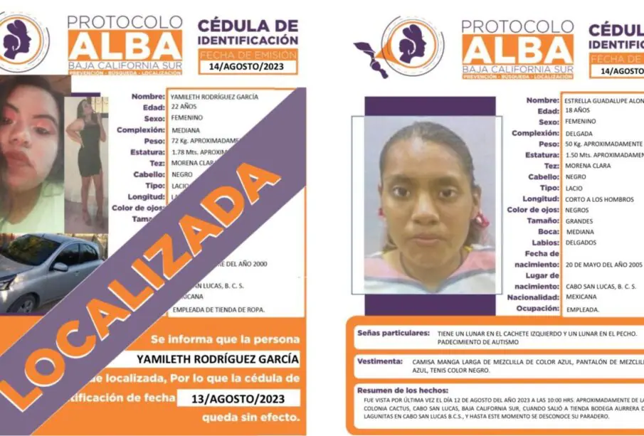 Yamileth Rodríguez García y Estrella Guadalupe mujeres desaparecidas en Los Cabos.