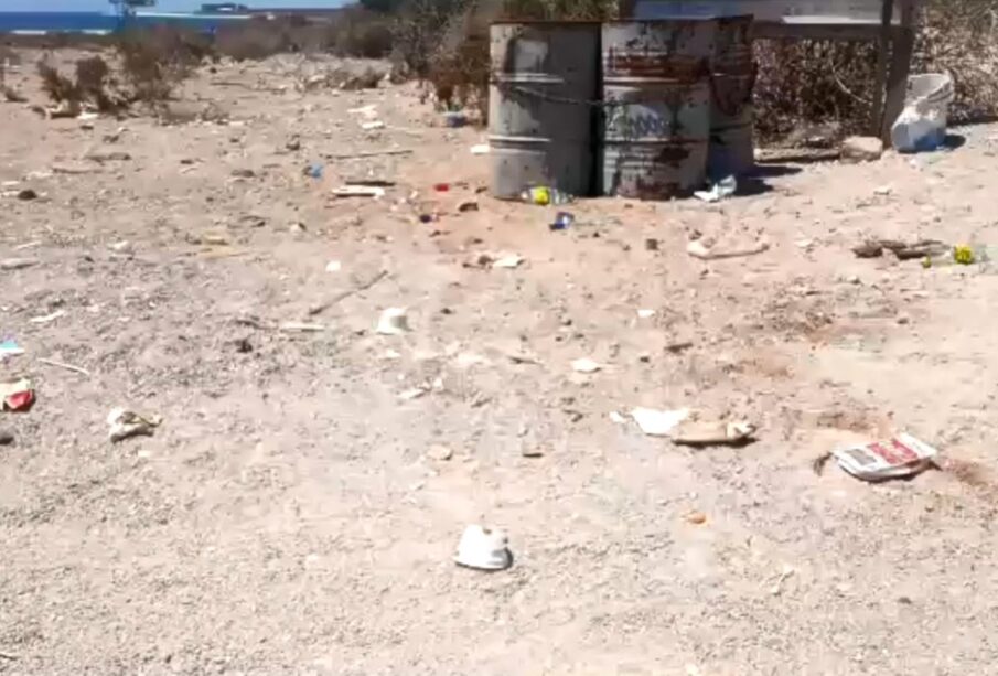 Playa contaminada en Cabo Pulmo