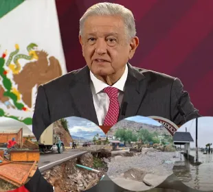 AMLO anunciando recorridos en BCS para evaluación de daños