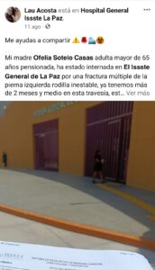 Petición de apoyo en BCS para mujer enferma