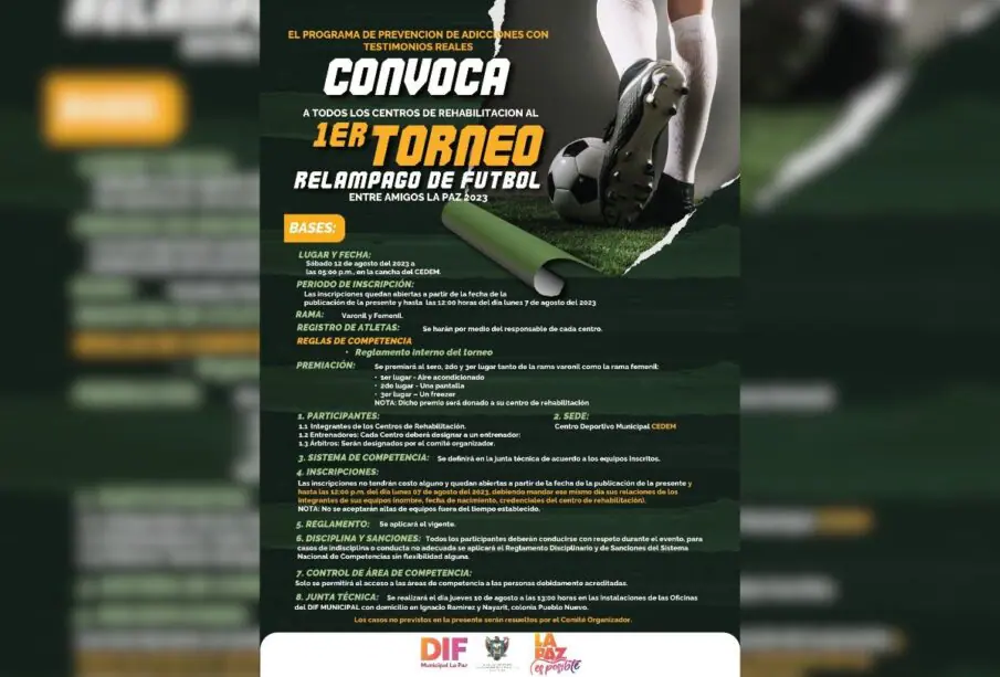 Invitación al 1er. Torneo relámpago de fútbol “Entre Amigos La Paz 2023”