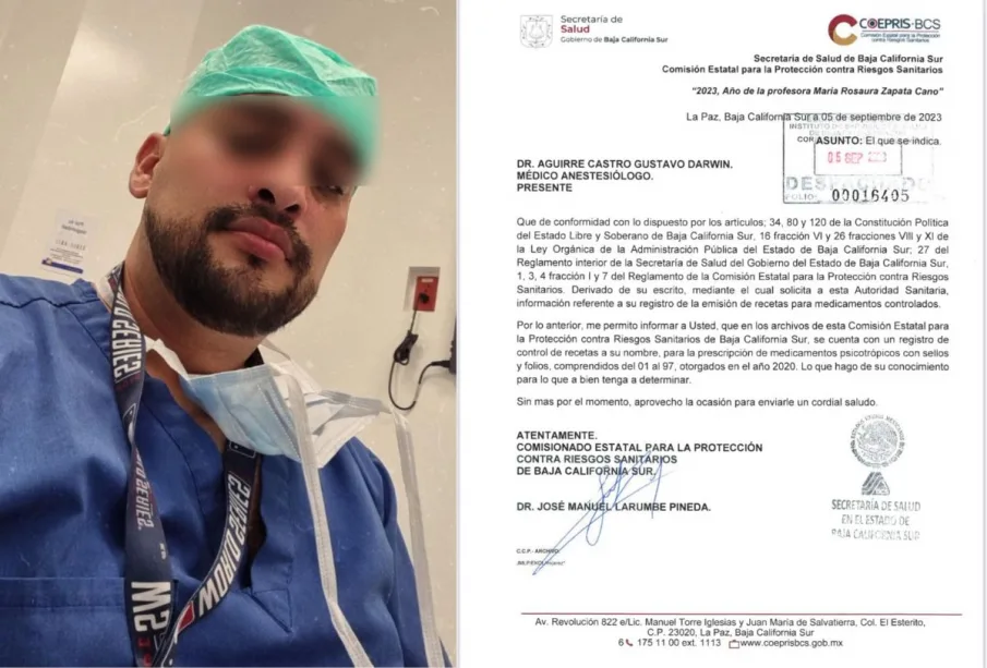 Médico anestesiólogo y comunicado de la COEPRIS