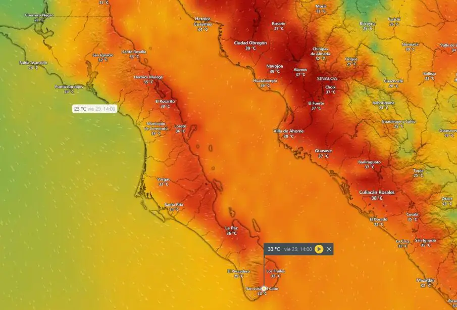 Temperatura Los Cabos 29 sep