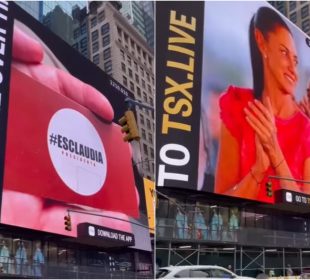 Claudia Sheinbaum en Times Square.