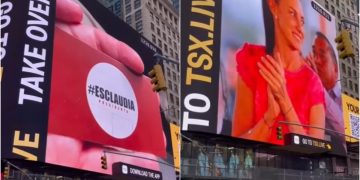 Claudia Sheinbaum en Times Square.