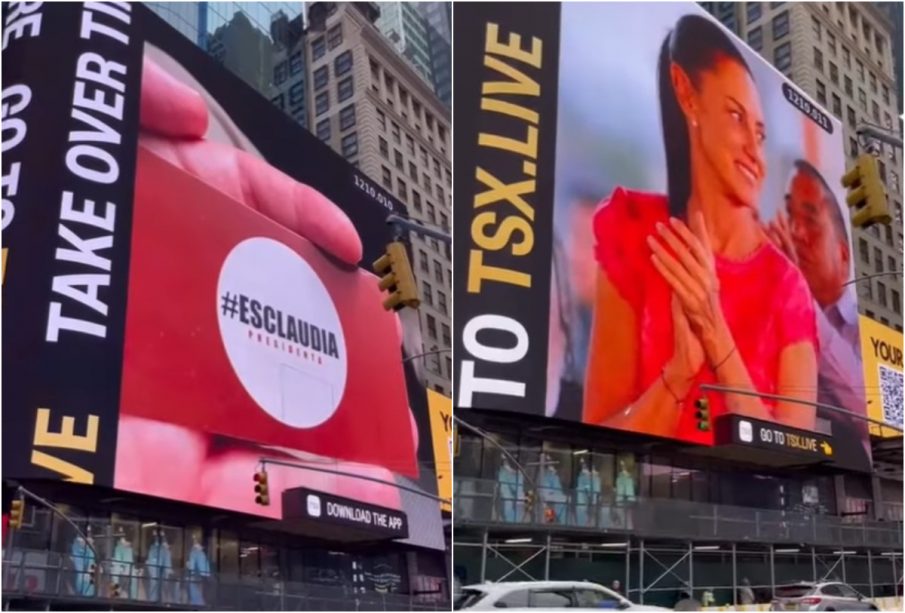 Claudia Sheinbaum en Times Square.