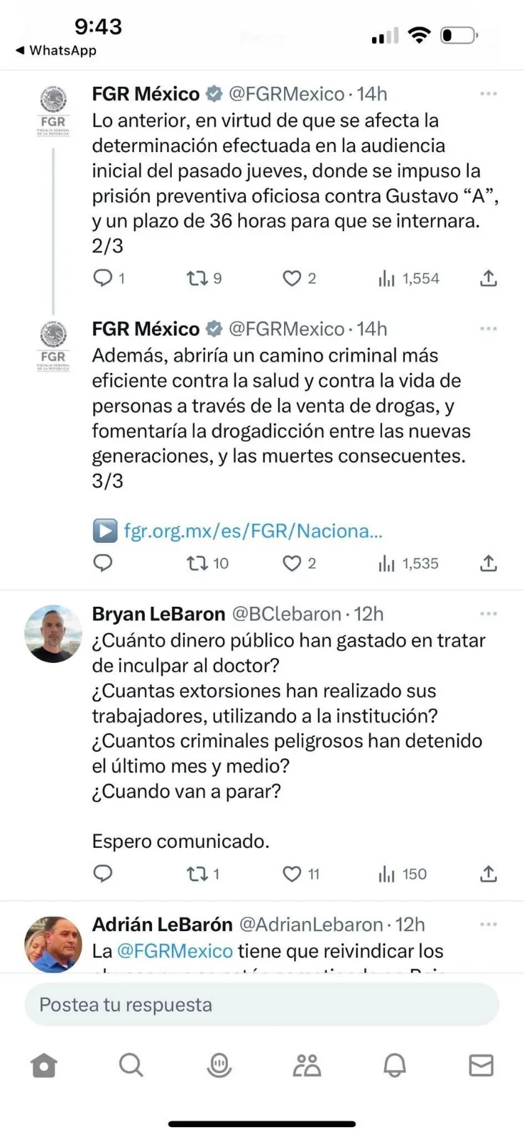 Boletín de la FRG y comentarios por el caso del doctor Gustavo