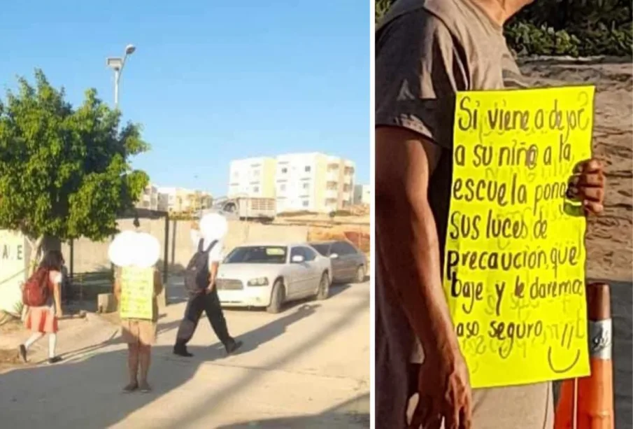 Personas afuera de la secundaria en la colonia Lomas Del Valle