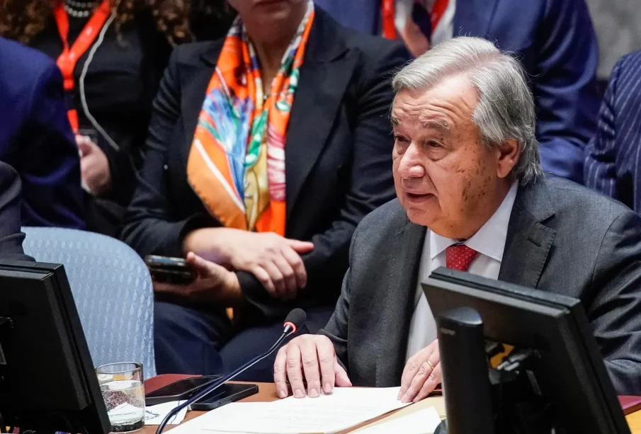 Antonio Guterres hablando en sesión de la ONU