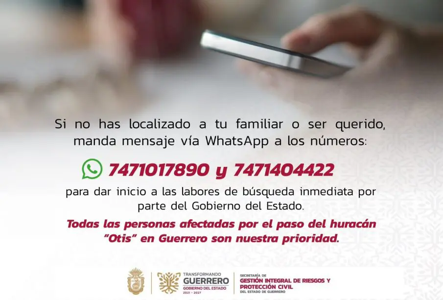 La activación del WhatsApp es únicamente para buscar personas no localizadas