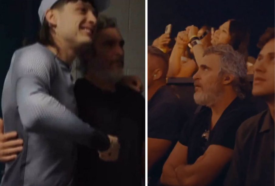 Joaquín Phoenix en concierto de Peso Pluma