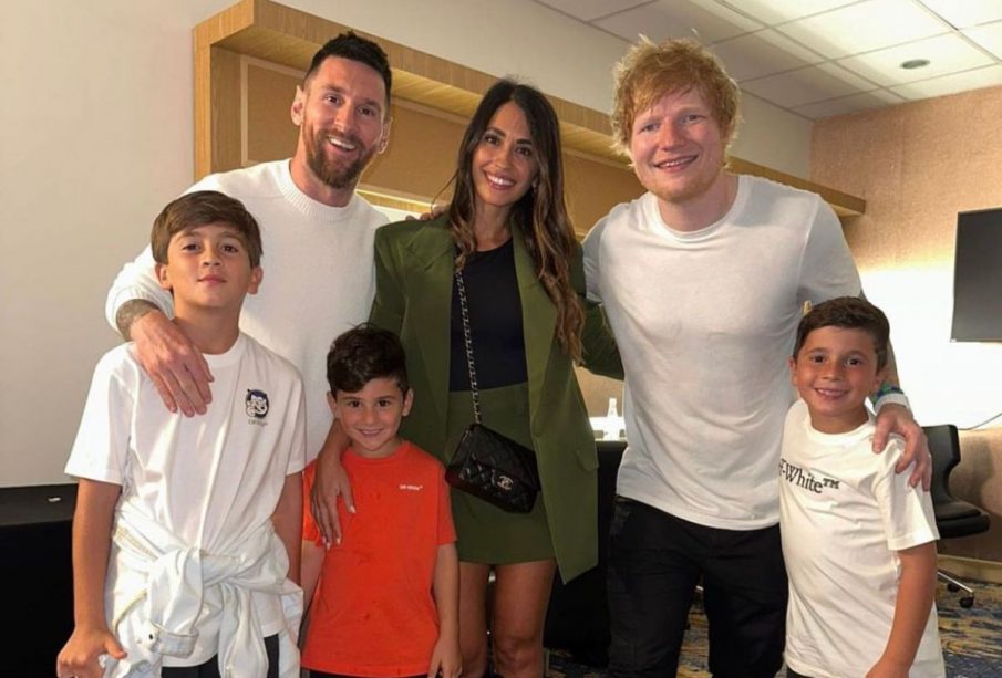Lionel Messi y su familia en concierto de Ed Sheeran